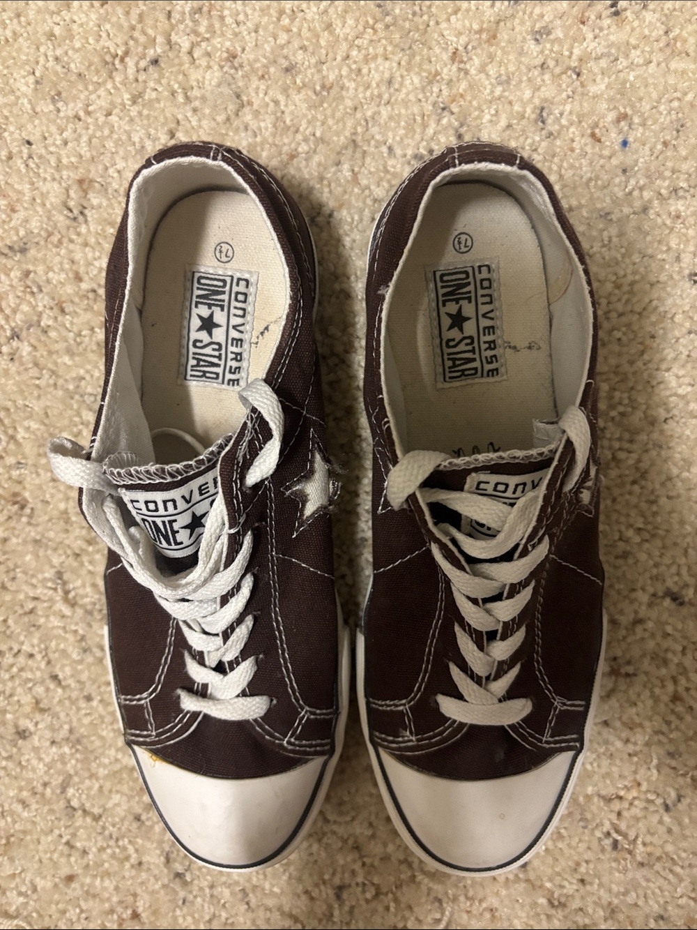 Converse One Star Low Top Sneakers - Dark Brown with White Accents - Picture 3 of 6